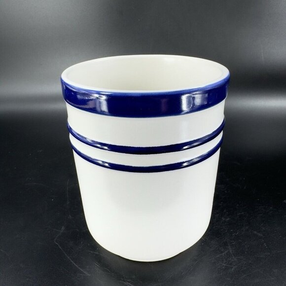 Lenox Kate Spade Ceramic Coffee Mug Cup Sculpted Stripe Cobalt Blue White VTG - Picture 10 of 14